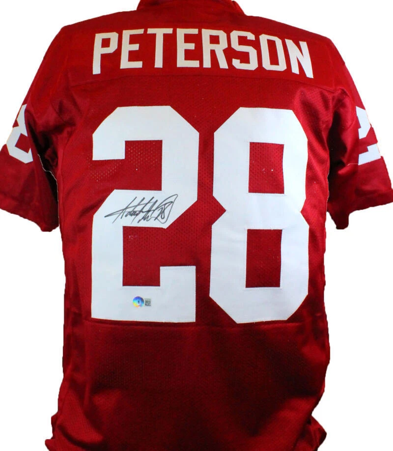 Adrian Peterson Autographed Crimson College Style Jersey Beckett