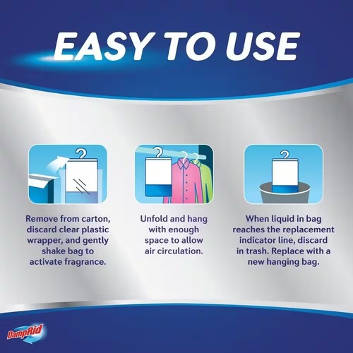 Damprid 15.4 Oz Hanging Moisture Absorber, Fragrance Free Pack of 3 NEW - Picture 4 of 7