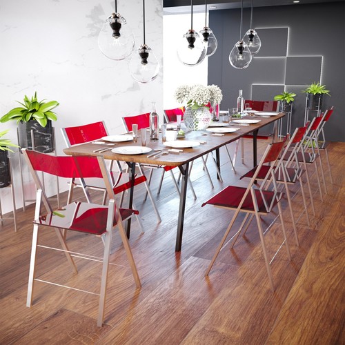 LeisureMod Menno Modern Acrylic Folding Chair with Chrome Frame, Set of 4 - Picture 30 of 44