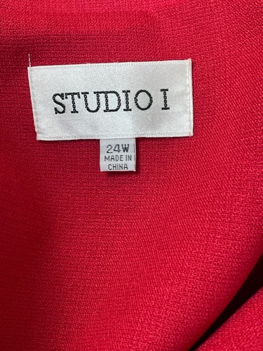 Studio I Women's Red Blazer With Pockets & Button Closure Size 24W - Picture 6 of 8
