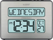 La Crosse Technology Atomic Digital Wall Clock Full Calendar Backlight Alarm