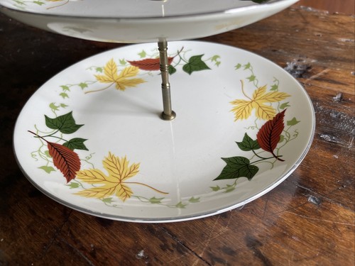 Homer Laughlin HERBST Blätter Rhythmus 3 Tier Leckerbissen Server Rarität - Bild 5 von 6