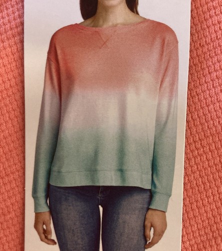 Splendido top da donna pesca verde acqua verde acqua tintura termica maniche lunghe nuovo con etichette donna taglia S - Foto 2 di 2