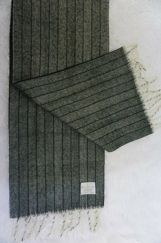 Vintage Bill Blass Cashluxe rechteckiger Schal grau schwarz creme 52" x 10" gestreift - Bild 6 von 7