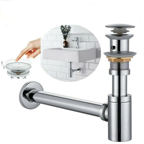 Sifon Siphon Pop Up Ablaufventil Ablaufgarnitur mit Überlauf Waschbecken Abfluss - Bild 2 von 24