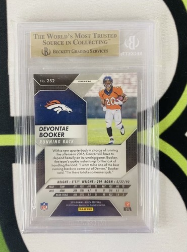 2016 PRIZM FOOTBALL DEVONTAE BOOKER SILVER PRIZM ROOKIE CARD RC BRONCOS BGS 9.5 - Picture 2 of 2