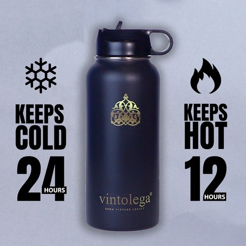 Gym Office Water Bottle Leak Proof D-Insulated Double Wall BPA-Free 1L Hot &Cold - Picture 26 of 36