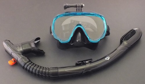 GoPro Mask and Dry Snorkel - Snorkeling Diving Liquid Silicone Set WIL-DS-32 - Picture 7 of 19