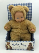 Baby Bears By Anne Geddes Teddy Bear Doll Plush T1997 Blue Eyes Vintage.