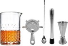 Cocktail Mixing Set 5pc – 24oz Glass Jug, Jigger, Spoon, Strainer Kit