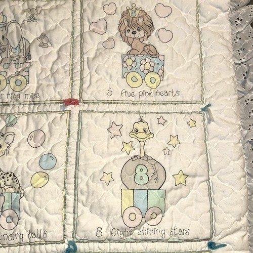 Vtg Precious Moments Counting Quilt Baby Blanket 40x32” Crib Comforter - Picture 7 of 14