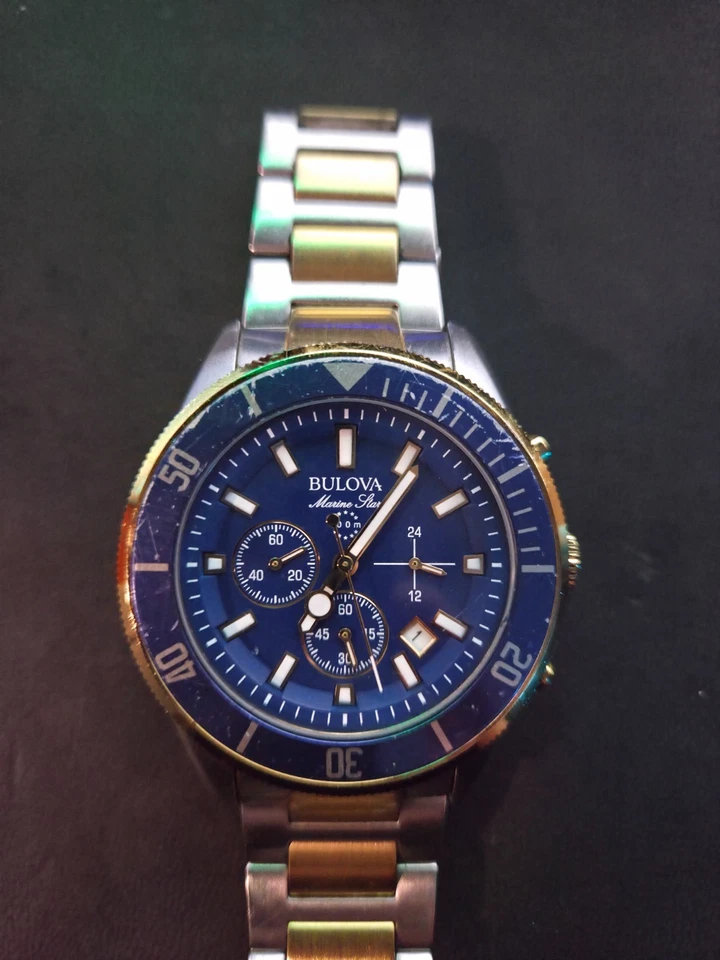 Reloj de pulsera Bulova Marine Star 98B230 cuarzo cronógrafo para hombre acero inoxidable Foto 2 de 4