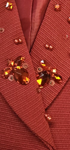 Tahari Arthur S. Levine Damen 2-Teiler Rock Anzug Größe 12 Rubinrot Verziert  - Bild 11 von 20