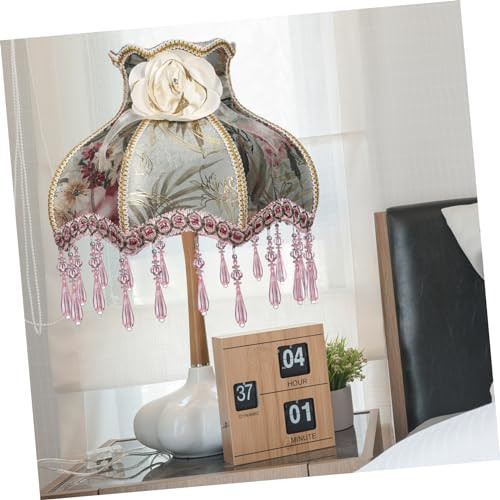 Tassels Bedside Lamp Shade Pendant Light Shade Floral Lamp Shade Drum - Picture 5 of 7