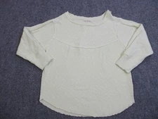 We The Free Shirt Womens Extra Small Green Waffle Knit Long Sleeve Thermal