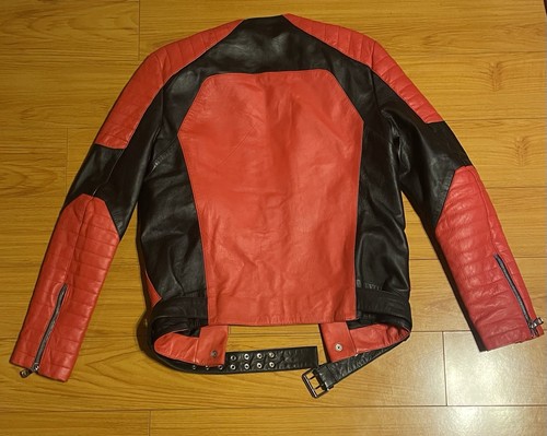 Balmain X H&M Designer Red Leather Jacket motor cycle Euro Sz 50 USA M - Picture 2 of 8