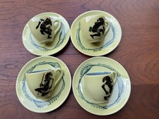 Martin Boyd Indigenous Aboriginal Hand Painted Set of Four Cups  Saucers