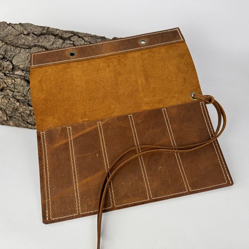 Handgefertigtes Lederetui - 5 Taschen für Meißel & Holzschnitzmesser - Bild 10 von 12