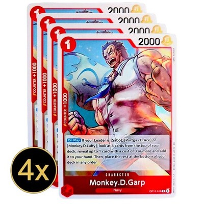 4x Monkey.D.Garp OP13 One Piece Foil Playset NM #OP13-016