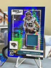 2022 Donruss Optic Blue Scope Prizm Trevor Lawrence  RC JAGUARS -PLAYER WORN-