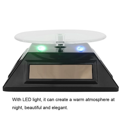 LED Light Rotating Solar Energy Jewelry Watch Phone Display Makeup Holder Rack - Afbeelding 8 van 13