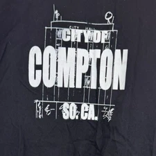 City of Compton So CA Mickey Unlimited Size XXL Black Full Snap Jersey Shirt Men