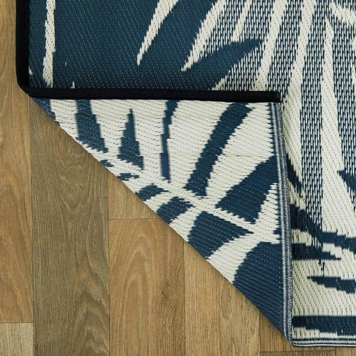 Hawaii Navy 5 ft. x 7 ft. Modern Floral Reversible Plastic Outdoor Area Rug - Picture 3 of 9