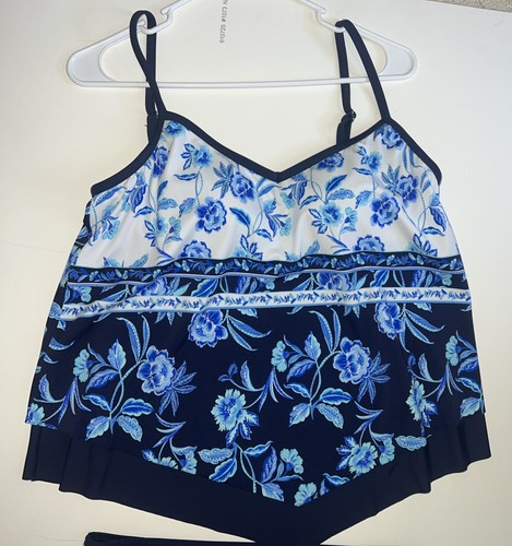 2 Piece Maxine Of Hollywood Tankini Swim Tummy Control Navy Blue Floral 10 - Bild 3 von 8