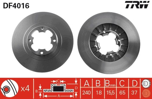 2x BRAKE DISC DF4016 FOR SUBARU JUSTY/� /EEF12EF12E 1.2L 3cyl JUSTY � - Picture 4 of 12
