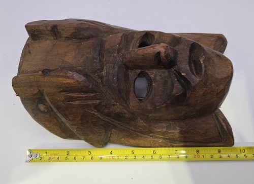 Vintage Hand Carving Folk Art Guatemalan Mayan Carved Wood Tribal Mask - Picture 7 of 7