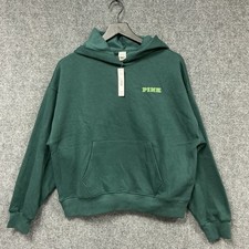 Victoria's Secret PINK Ivy Fleece Campus Pullover Hoodie size Small NWT Green