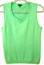 Talbots Women's Petite L Knit Top/Shell /Vest Sleeveless Mint Green Classic