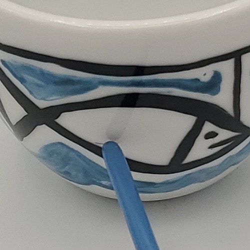 Tazza cappuccino in porcellana con pesce dipinto - Foto 10 di 12