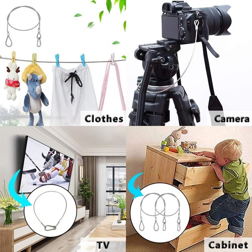 5 Pack Stage Light Safety Cable Stainless Steel Security 1/8in * 40in, Silver - Picture 7 of 7