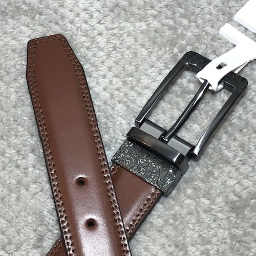 Cinturón de cuero reversible Robert Graham para hombre 36 cachemira hebilla marrón tostado - Imagen 3 de 11