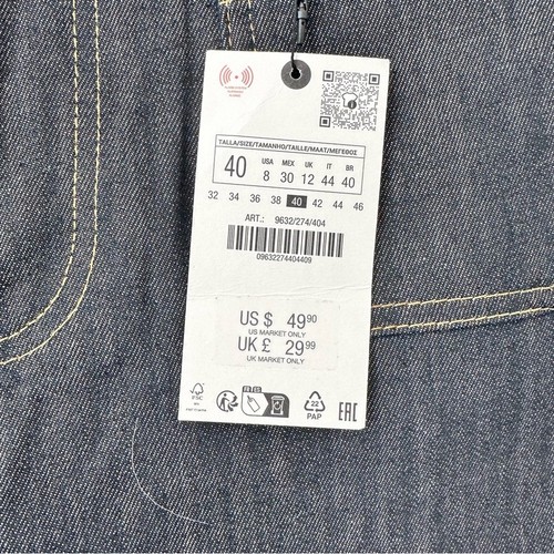 Zara ZW COLLECTION High Waist Wide Leg Jeans Dusk Blue Size 40 / US 8 - Picture 8 of 10