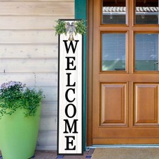 Welcome Sign for Front Porch Standing 45"X9" Large Vertical Farmhouse Outside...