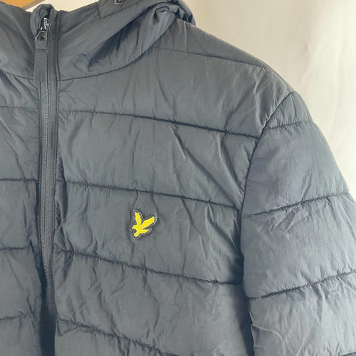 Lyle & Scott Black Recycled Nylon Lightweight Hooded Puffer Jacket M - Picture 3 of 6