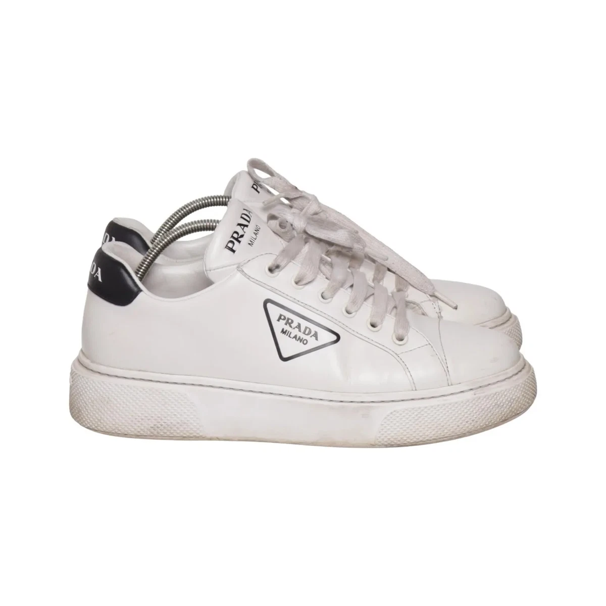 Prada, Sneaker, Größe: 38 1/2, Leder, Weiß, Damen #v4p