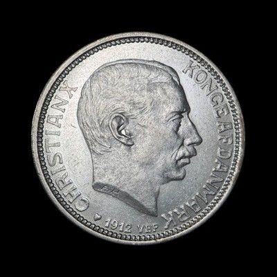DENMARK. 1912, 2 Kroner, Silver - Christian X, Frederick VIII VBP