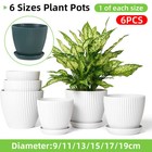 6PCS Simple Plastic Round Plant Pots Vertical Stripes Flower Pot Green Gardening