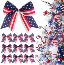 12 Pcs Patriotic Tree Bows Decorations,6 Inch 4th of July Ornaments for Tree...