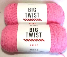 LOT OF 2 BIG TWIST VALUE MEDIUM ROSE 100% ACRYLIC YARN SAME LOT NUMBER