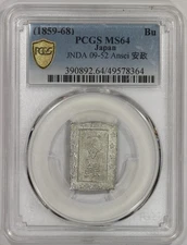 1859-68 Japan Silver Bu PCGS MS64 Ansei Ichibu Samurai Coin