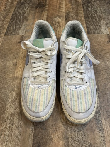 VINTAGE 2006 Nike Air Force 1 Seersucker Sneakers Size 12 Blue Ribbon Sports BRS - Picture 3 of 12
