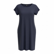 Lands' End Short Sleeve Ponte Knit Stretch Shift Dress Navy Blue Size Plus 20W