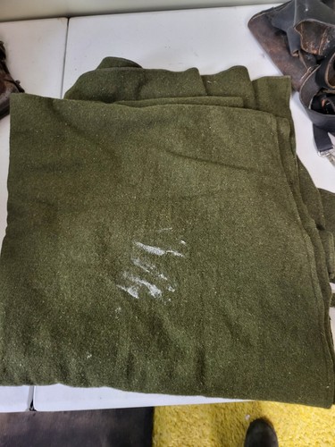 Army Green Wool Blanket 74 x 66" used in Civil War Reenactment Set