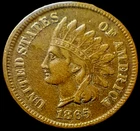 1865 INDIAN HEAD CENT FULL LIBERTY VF