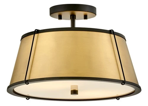Hinkley Lighting 4893 Clarke 2 Light 15"W Semi-Flush Ceiling - Black / Lacquered - Picture 1 of 12