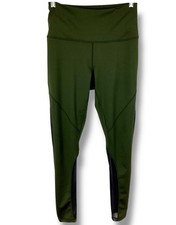 Z by Zella Green Leggings Sz M Black Mesh Inserts Panels Full length Yoga